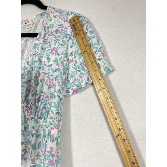 Billabong Floral Print Midi Women Dress V Neck Flutter Sleeve Size M Open Leg - Picture 6 of 14